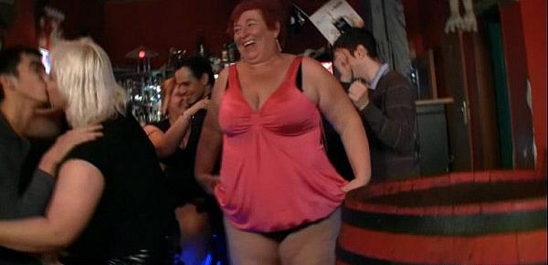  Fat chicks have fun in the bar